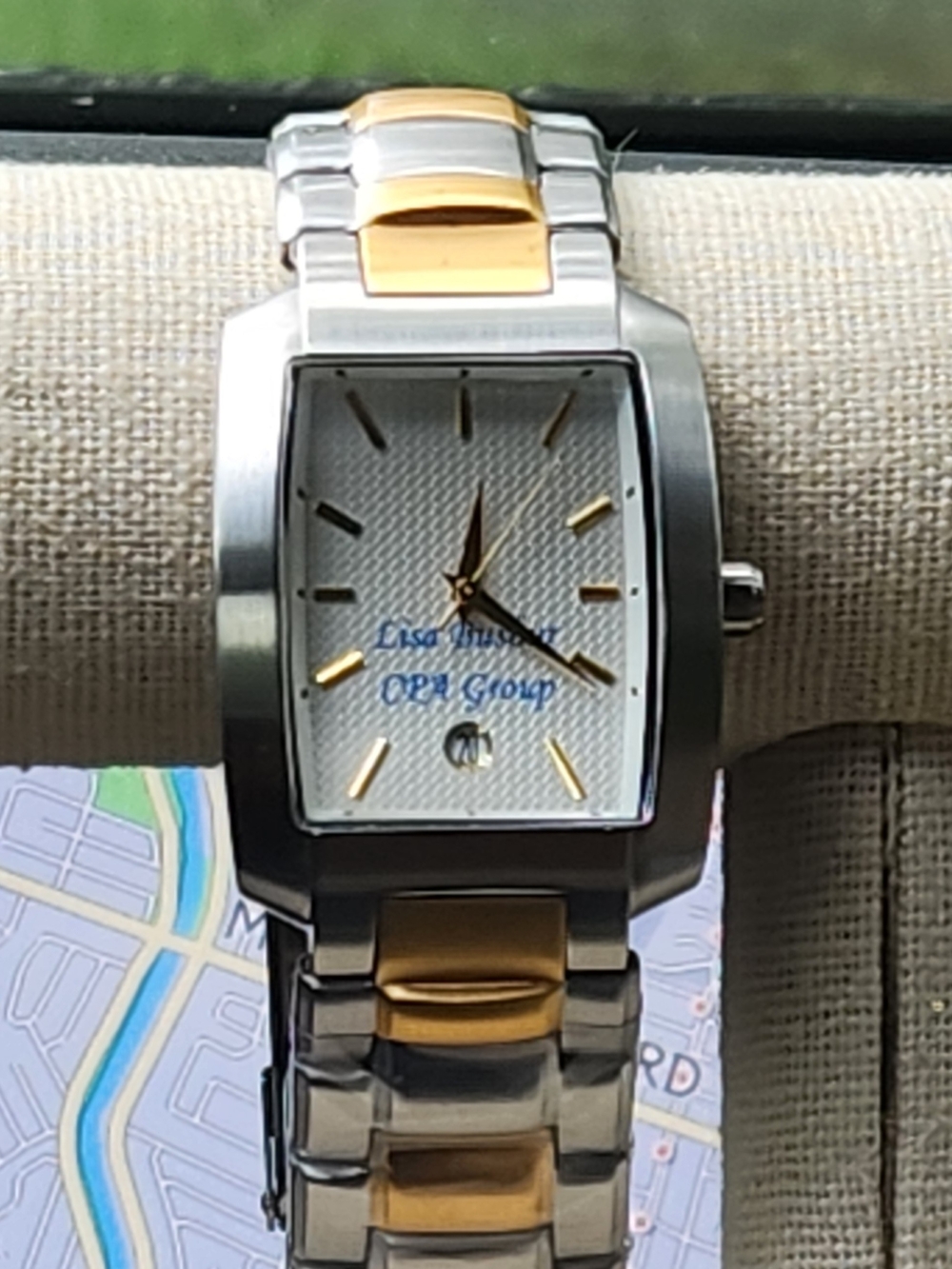 Two-Tone Stainless Steel Wristwatch with Gold Accents